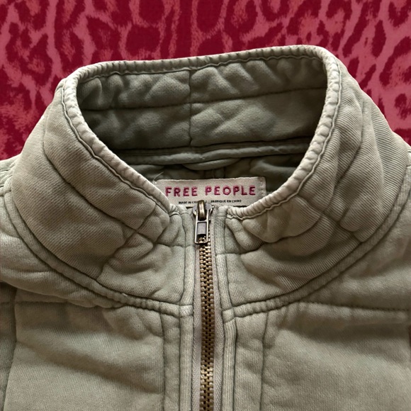 Sage Green Free People Quilted Zip Up Jacket - Picture 3 of 7